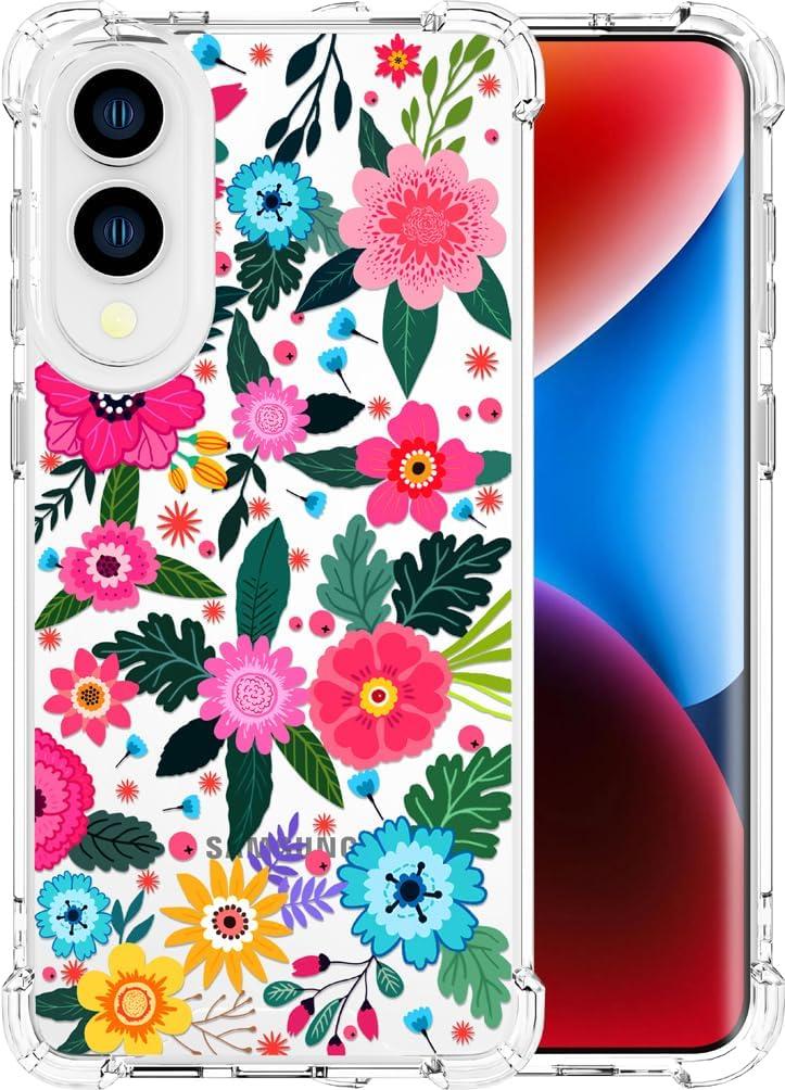 Compatible with Samsung Galaxy S25 Edge Cases with Design, Cute Transparent Designer Phone Case for Women Girls Girly with Heavy Duty Protective Bumper (Clear Flowers Spring Blossom)