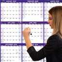 2 x 2026 Dry Erase Calendar  Large Yearly Wall calendar 2026, 33.7'' x 45.1'', 2-Side Reversible Calendar 2026, Vertical/Horizontal, Jan 2026  Dec 2026, 2026 Wall Calendar with Notes, Stickers - Purple
