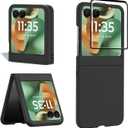 for Motorola Razr 2025/Razr 2024 Case,Razr 2025/Motorola Razr 2024 Case with Front Screen Protector, Slim Hard PC Shockproof Protective Cover for Moto Razr 2025/Moto Razr 2024 Phone Cases-Black