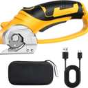 Cordless Electric Fabric Scissors, Cardboard Box Heavy Duty Scissor, Rechargeable Power Rotary Cutter, Leather Sewing Shears, Plastic Packages Carpet Cutter with Storage Bag, 4V, 2000mAh, Type-c (Yellow)