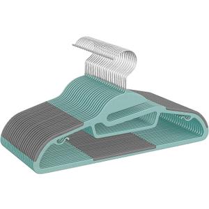 Heavy Duty Plastic Hangers 50 Pack with Non-Slip Design,0.2 Inches Thick,360Swivel Hook Space Saving Organizer for Bedroom Closet,Shirts,Pants,Strong Enough for Coat(Dusty Blue- S Shaped)