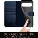 DuckSky compatible with Google Pixel 10 Pro XL 6.8" Genuine Leather Wallet caseRFID Blocking4 Credit Card HolderReal LeatherFlip Book Phone case Cover Women Men for Pixel 10 ProXL case Dark Blue