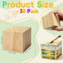 Cheardia 30 Pack 2 Inch Wooden Blocks for Crafts, Unfinished Wood Cubes Square Blank Block for Crafts Making, DIY Decor