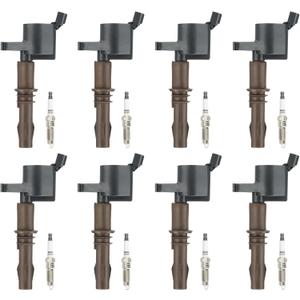 Ignition Coil Pack + Iridium Spark Plugs for 2008-2014 Ford Expedition, 2008-2010 F-150 F-250 F-350 Super Duty, 2008-2014 Lincoln Navigator, 5.4L V8, FD509, 8Sets