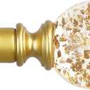 TVWOO Gold Decorative Crystal Curtain Rods:18-60 Inch Heavy Duty Adjustable Window Curtains Rods for Bedroom Living Room,Brass Golden Modern Girly Acrylic Drapery Rod with Sheer Bling Foil Finials