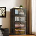 SAILUN 116Gal/464Qt Stackable Storage Bins Folding Collapsible Storage Bins with a Lid, Closet Organizers and Storage,Black 26" W x 17" D x 56.7" H