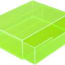 Gelite Acrylic Desk Organizer with Drawer for Makeup Vanity Stackable Desktop Storage Box for Office Supplies, 13.8 x 9.8 x 3.9, Neon Green