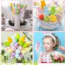 FineCheer 24 Pcs Easter Bunny Picks Faux Foam Easter Egg Picks Decorative Mini Pastel Egg Stems 7" Tall for Spring Basket Bouquets Floral Arrangement Centerpiece Wreath Party Decorations