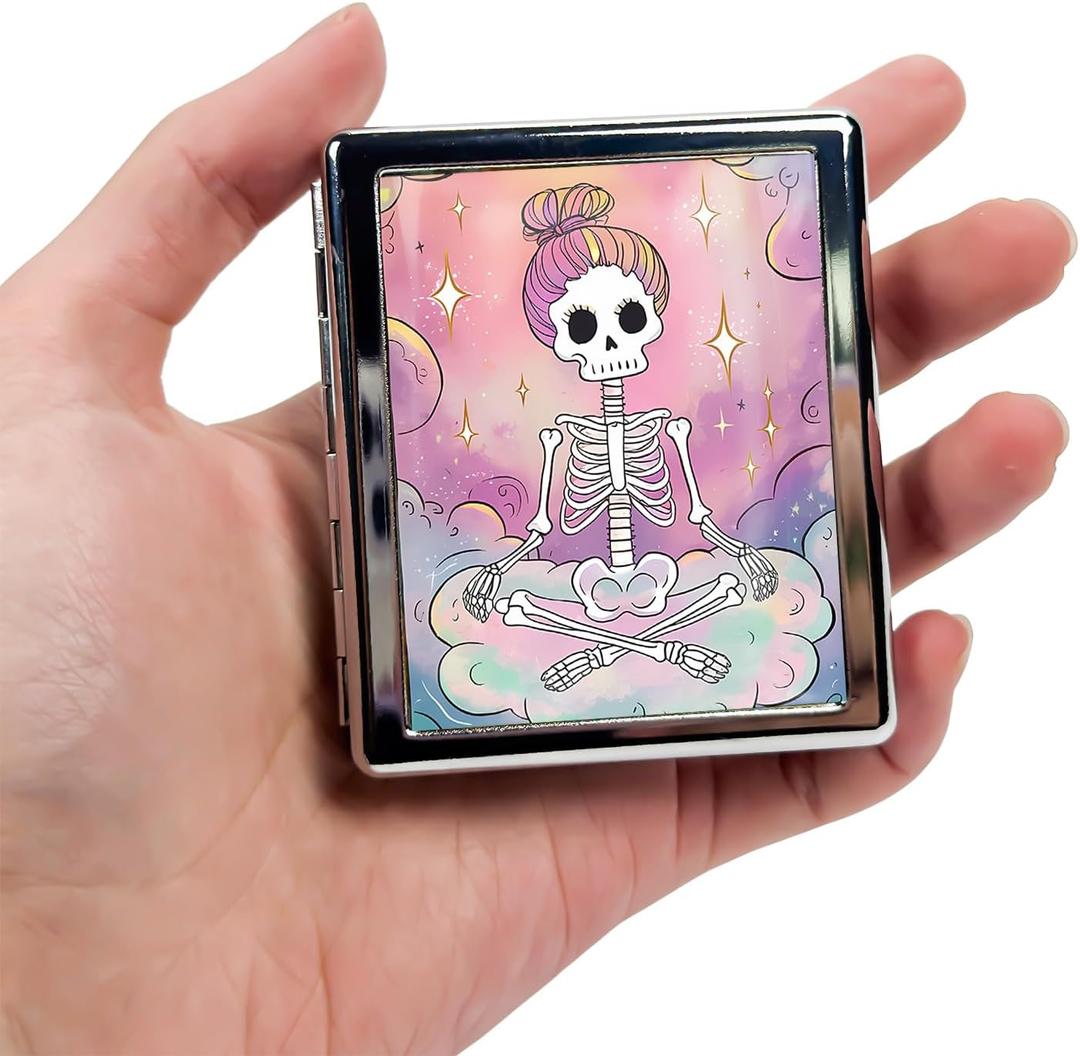 8-Compartment Pill Box Organizer Portable and Stylish Medicine Case, Versatile Storage for Medication - Ideal Travel Accessory & Unique Gift Idea (Pastel Skeleton Serenity)