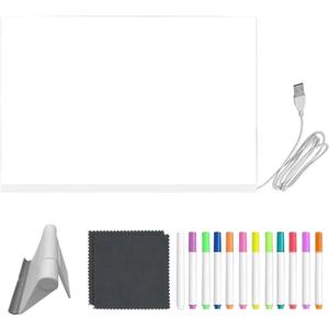 Acrylic LED Drawing Board - Transparent Noteboard Set, 7 Colored Pens With Adjustable Fold Stand For Light Up Creative Board With LED Glow, Art Supplies Tool, Travel Road Trip