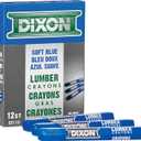 Dixon Industrial Lumber Marking Crayons, 4.5" x 1/2" Hex, Soft-Blue, 12-Pack (52112)