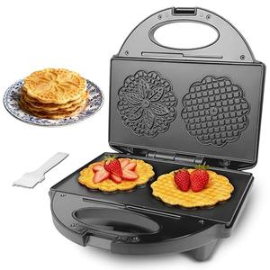FineMade Pizzelle Maker with Non-Stick Coating, Electric Pizzelle Cookie Baker Press with Snowflake Pattern, Make Two 4 Inch Traditional Italian Waffle Cookies at Once, Recipe Included
