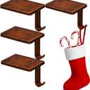 Christmas Stocking Holders for Mantle Set 6, Stocking Hangers for Mantel with Upgrade Size&Weight, Rectangular Holder Stocking Hooks for Mantle Weighted (Bronze)