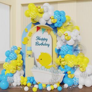 Little Duck Balloon Garland Arch Kit, 157pcs Blue Yellow Clear Balloons with Rubber Duck Foil Balloons for Baby Shower Gender Reveal Birthday Party Decoration
