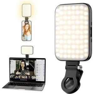 Selfie Light – 3000mAh Rechargeable Phone Light Clip with Digital Display, 3 Light Modes & 10 Brightness Levels for TikTok, Vlog, Makeup, Zoom