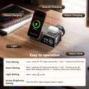 4URPC 6-in-1 Alarm Clock Wireless Charging Station for Apple Multiple Devices, Wireless Charging Dock for iPhone 17/16/15/14/13 Series, Apple Watch, AirPods,Night Light,Alarm Clock,Sleep Friendly