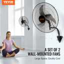 VEVOR Wall Mount Fan, 2 PCS 18 inch Oscillating, 3-speed High Velocity Max. 4000 CFM Industrial Wall Fan for Indoor, Commercial, Residential, Warehouse, Greenhouse, Workshop, Basement, Garage,Black