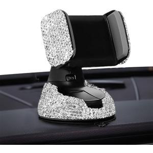 Bling Car Phone Holder for Women  Sparkly White Crystal Phone Mount 360 Adjustable Car Accessories for Dashboard Windshield and Air VentWhite