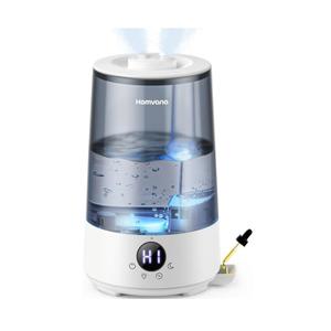 Homvana Humidifiers for Bedroom Home, 3.6 L Cool Mist Top-Fill 34H Super Long Time, Quiet 23dB, Baby Humidifier, Oil Diffuser for Large Room, House, Plant, Nursery, Office, BPA FREE, Ultrasonic (Grey)