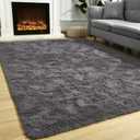 Fluffy Area Rugs for Bedroom, Super Soft Shag Living Room Rug, Dark Grey Indoor Plush Fuzzy Carpet Non Slip for Girls Kids Bedside Nursery Dorm Room Rug Home Decor 70x47 Inches
