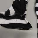 Tongcloud Women's Striped Knee High Socks, Over Knee Thigh High Socks, Arm Warmer and Fingerless Gloves Set (Black and White)