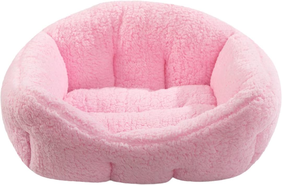 Hollypet Sherpa Fleece Dog Bed, Self-Warming Pet Bed for Small-Sized Dogs Cats Sleeping Bag Cushion, Rectangular Pet Bed, Pink