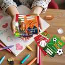 2 x 28 Pack Valentine's Day Sports Ball Gift, Valentines Gift Cards for Kids, Football Soccer Sports Stress Ball for Boys Girls Classroom Exchange Gifts School Party Favor