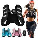 Weighted Vest for Women Men, Adjustable Weight Vest with Reflective Stripes for Workout, Strength Training, Running, Fitness, Muscle Building, Weight Loss, Rucking Vest (Black, 12lb)