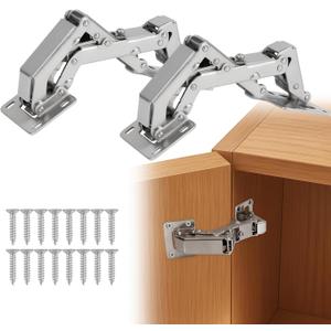 HBL' 170° Soft Close Cabinet Hinges, Wide Opening Hydraulic Cupboard Hinges for Thick Cabinet Doors, Heavy-Duty Angle Adjustable Overlay Design, 4 Pack