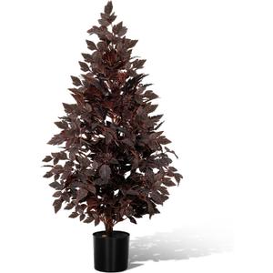 Giegxin 1 Pack 3ft Spring Artificial Tree, Faux Cimicifuga Tree, Artificial Plum Cimicifuga Stems Seeded Plants, Weather Resistant Spring Plant Decor for Porch, Mantel, Outdoor, Indoor