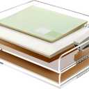 2 Pack- Stackable Paper Letter Tray, A4 File Tray Desk Organizer, Acrylic Desk Organizers and Accessories Sorter, Clear Workspace Office Supplies Organizers, 12.4inx8.86inx3.46in