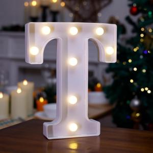 LED Marquee Sign Light Up Letters, Alphabet Light Up Sign, Battery Powered LED Letter Lights for Night Light, Wedding, Birthday, Party, Christmas or Home Decor (T)