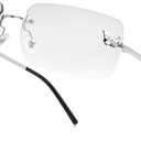 Knliwkm Rimless Rectangle Y2k Sunglasses for Women Men Cute Small Clear Frameless Tinted Lens 2000S Fashion Shades Butterfly (Silver, Transparent)