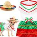Mariachi Mexican Costume for Dog Mexican Dog Dress and Sombrero for Chihuahua Puppy Cat Cinco De Mayo Mexico Independence Day Themed Party Pet Outfits (S,Style3,Classic)