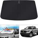KUST Windshield Sun Shade for Ford Ranger Accessories 2019-2025 2026 Custom Fit Window Shade Foldable Sun Visor Protector Blocks UV Rays Keep Your Car Cooler