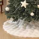 36 inch White Christmas Tree Skirt Small Tree Skirts, Snow White Faux Fur Tree Skirt for 4ft Christmas Tree, Xmas Tree Skirts Christmas Decorations(36 inches)