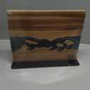 FINDKING Magnetic Knife Block, Double Sided Holder, Powerful Magnet Kitchen Storage, Acacia Wood and Blue Resin (12 x 10 Inches, Without Knives)