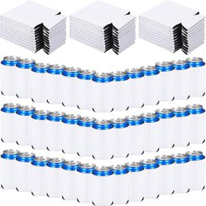 Umigy 200 Pcs Can Coolers Bulk, Insulated Neoprene Beer Can Cooler Sleeves, Plain Can Cooler Cover for Sublimation Soda Drink Water Bottle Birthdays Weddings Bachelorette Party (One Size, White)