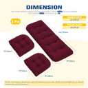 Patio Furniture Cushions Outdoor, Waterproof Wicker Chair Cushions Set of 3, 1 Loveseat & 2 Seat Pads, Thick Outdoor Replacement Cushions for Porch Lawn Bench Couch Sofa Swing, Burgundy