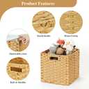 DULLEMELO Wicker Storage Cube Set - 11 Inch Wicker Baskets with Handles for Organizing Shelves, Natural - Set of 4