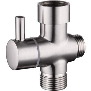 3-Way Solid Brass Brushed Nickel Shower Arm Diverter Valve G1/2 Thread - Universal Bathroom Replacement for Handheld and Fixed Showerheads - Tool-Free Installation Leak-Proof Design