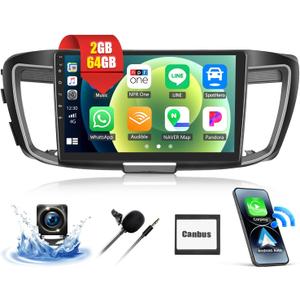 2G 64G Car Stereo for Honda Accord 9th 2.4L 2013 2014 2015 Android 13 Head Unit with CarPlay Android Auto 10.1" Touch Screen Car Radio with Bluetooth GPS Navigation WiFi FM HD Backup Camera + Canbus