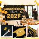 WOHOHOHO 23Pcs Graduation Decorations 2026 Set, Black Gold Porch Door Sign GRAD Banner, Class of 2026 Backdrop, 5 Colors Large Balloons, Party Supplies for High School College Indoor Outdoor Decor