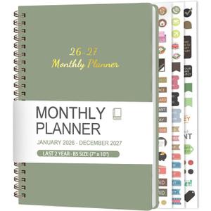 8 x Monthly Planner 2026-2027, 2 Year Calendar 2026-2027 (Jan 2026 - Dec 2027), 7" x 10", 26-27 Monthly Calendar Planner, 24-Month Planning Book for Home School Office Supplies