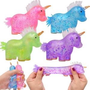 2 x 4 Pack Unicorn Squishy Squeeze Toys Stress Balls Toy for Kids Boys Girls Christmas Stocking Stuffers Birthday Valentines Day Card Prizes Party Favor Gifts