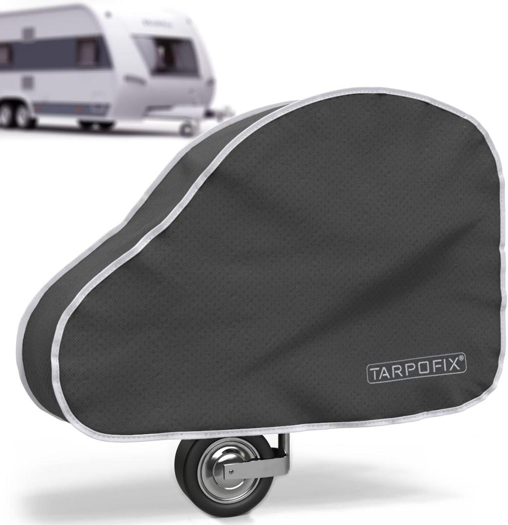 Tarpofix Trailer Hitch Cover Waterproof & Breathable | Premium Tongue Jack Cover Fit for RV & Trailer | Tow Hook Cover with Double-Click-Fastener | Tow Hitch Cover, Trailer Jack Cover, RV Jack Cover (Black)