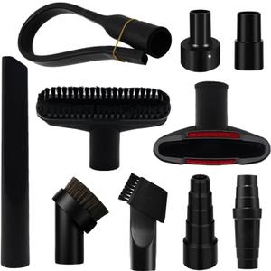 10 PCS Universal Vacuum Attachments & Brushes Kit for Shop Vac Accessories & Household Cleaning, 1-1/4" Vacuum Accessories with 4 Vacuum Hose Adapters & Flexible Crevice Tool