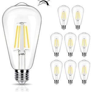 8 Pack 40W Equivalent LED Edison Bulbs 4000K Cool White, ST58 4W Decorative LED E26 Light Bulbs for Hanging Lamp, 90 CRI, 450LM, Non-Dimmable