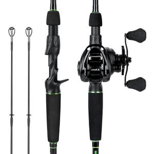 KastKing Zephyr Dual-tip Casting Combo, Right-Hand, 6'6" ML&M Rod, Black | Dual Tips Section for Different Powers, IM6 Graphite Blank,Halo XII 10-Level Brake,Precision Brass Gears,Sensitive & Powerful