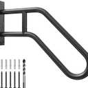 Handrails for Outdoor Steps Wall Mount, Stair Railings for 1-3 Steps, U-Shaped Staircase Handrail for Garage, Porch, Yard and Garden - Black, 1 Pack